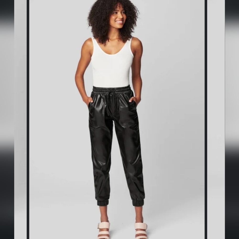 ❤️ NWOT! BLANK NYC VEGAN LEATHER HIGH RISE JOGGERS / PANTS, 2 (26)
